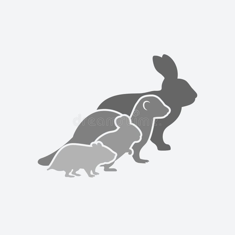 Siluetas de los animales domésticos conejo, hurón, chinchilla, hámster logotipo de la tienda del animal doméstico o de la clínica libre illustration Siluetas de los animales domésticos conejo, hurón, chinchilla, hámster logotipo de la tienda del animal doméstico o de la clínica libre illustration