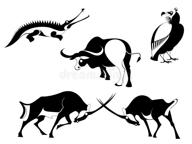 Siluetas del animal del arte stock de ilustración Siluetas del animal del arte stock de ilustración