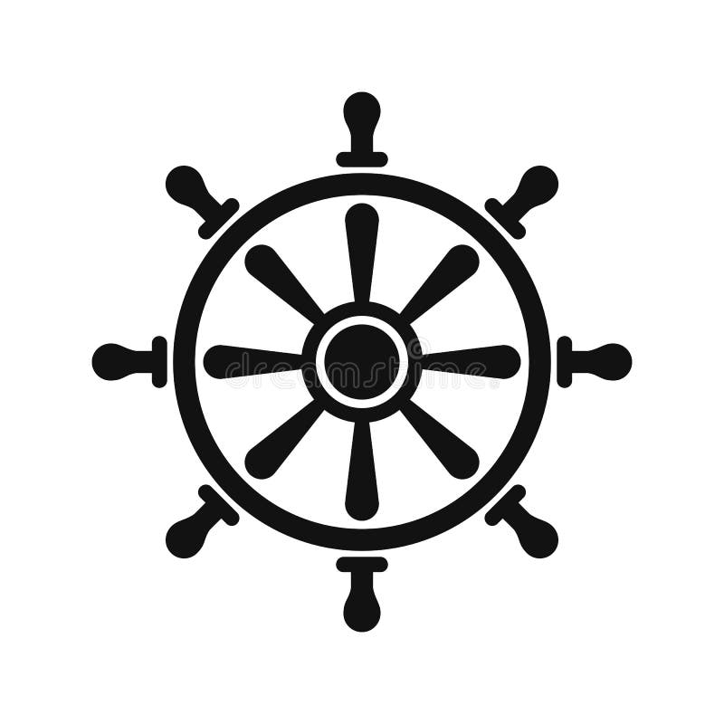 Siluetas Del Negro De La Rueda Del Timón Ilustración del Vector