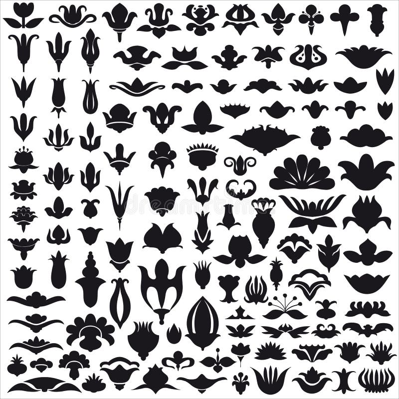 Siluetas florales stock de ilustración