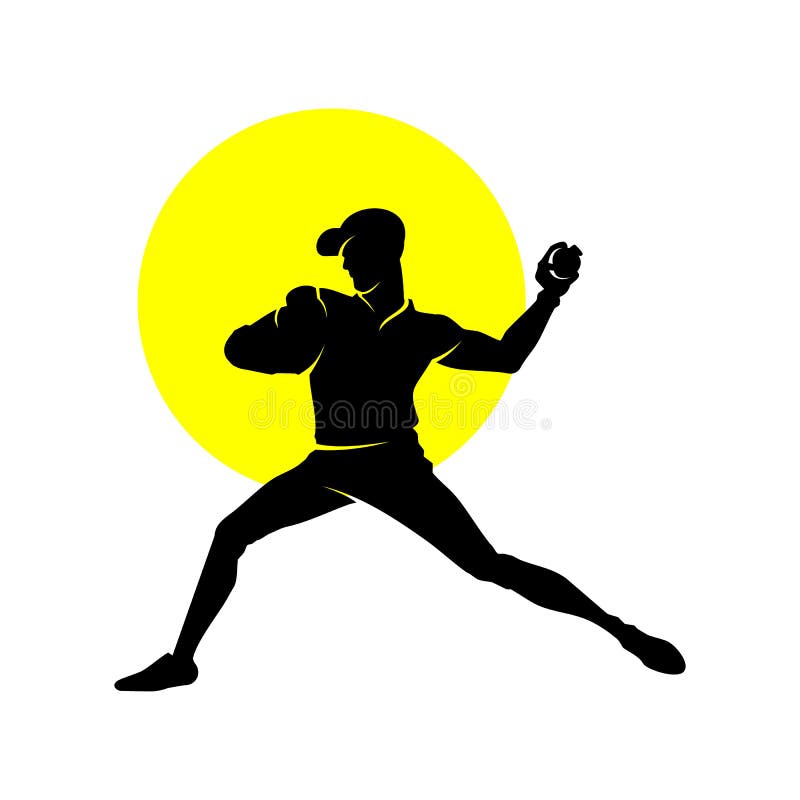 Siluetta astratta di un lanciatore del giocatore di baseball illustrazione vettoriale Siluetta astratta di un lanciatore del giocatore di baseball illustrazione vettoriale