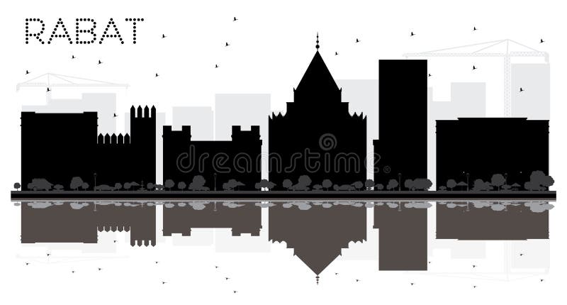 Siluetta in bianco e nero dell'orizzonte della città di Rabat Marocco royalty illustrazione gratis Siluetta in bianco e nero dell'orizzonte della città di Rabat Marocco royalty illustrazione gratis