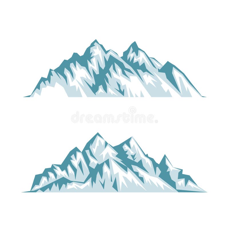 Siluetta blu delle montagne con le ombre, le luci e la neve