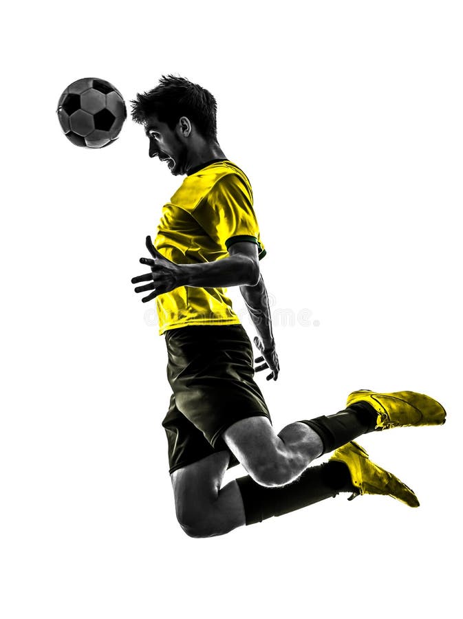 Siluetta brasiliana dell'intestazione del giovane del giocatore di football americano di calcio fotografia stock Siluetta brasiliana dell'intestazione del giovane del giocatore di football americano di calcio fotografia stock