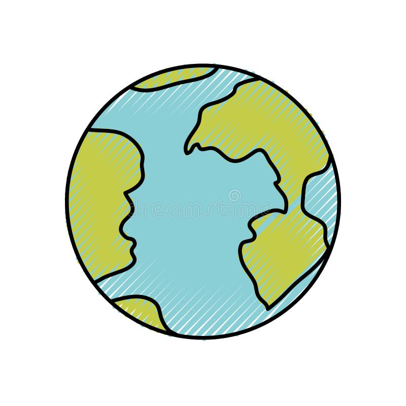 Siluetta colorata del pastello dell'icona del globo della terra royalty illustrazione gratis Siluetta colorata del pastello dell'icona del globo della terra royalty illustrazione gratis