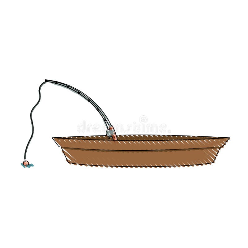 Siluetta colorata della matita del peschereccio e della barretta di legno royalty illustrazione gratis Siluetta colorata della matita del peschereccio e della barretta di legno royalty illustrazione gratis