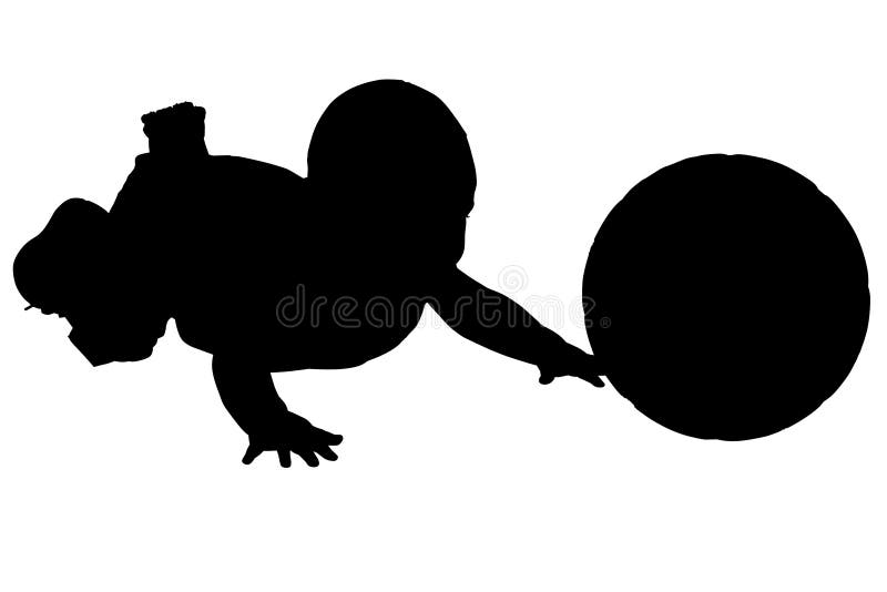 Siluetta con il percorso di residuo della potatura meccanica del bambino con la sfera. fotografie stock Siluetta con il percorso di residuo della potatura meccanica del bambino con la sfera. fotografie stock