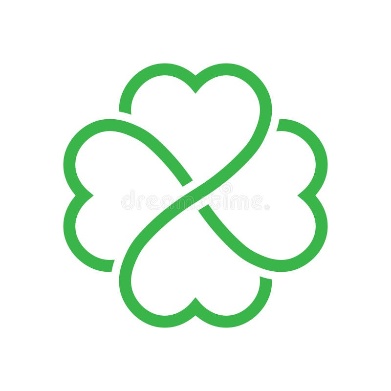 Siluetta dell'acetosella - icona verde del quadrifoglio del profilo Elemento di progettazione di tema di buona fortuna Forma geom