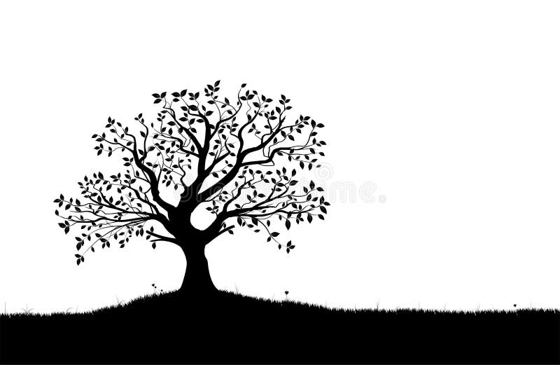 Siluetta dell'albero, figura in bianco e nero di vettore royalty illustrazione gratis Siluetta dell'albero, figura in bianco e nero di vettore royalty illustrazione gratis