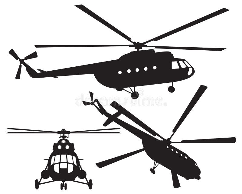 Siluetta dell'elicottero. Illustrazione di vettore