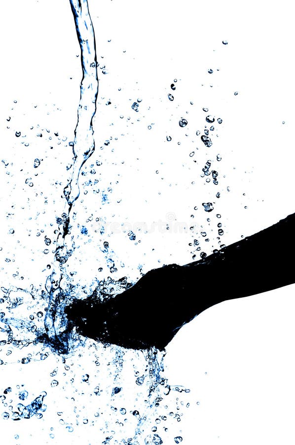 Siluetta delle mani che catturano acqua fotografie stock Siluetta delle mani che catturano acqua fotografie stock