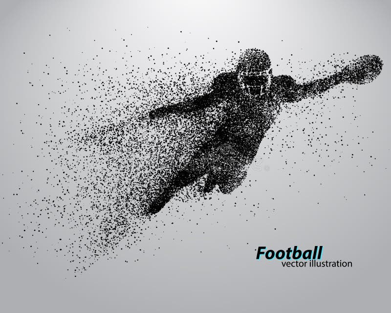 Siluetta di un giocatore di football americano dalla particella rugby Calciatore americano illustrazione di stock Siluetta di un giocatore di football americano dalla particella rugby Calciatore americano illustrazione di stock
