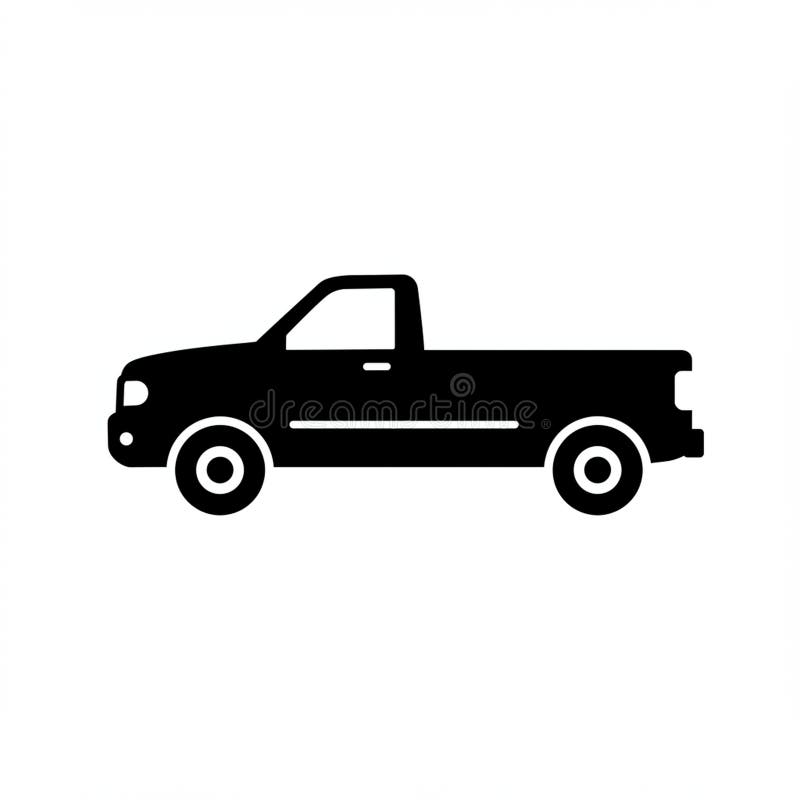 Siluetta di un pickup in vista laterale. Le caratteristiche comprendono una singola cabina, due porte e una piatta royalty illustrazione gratis