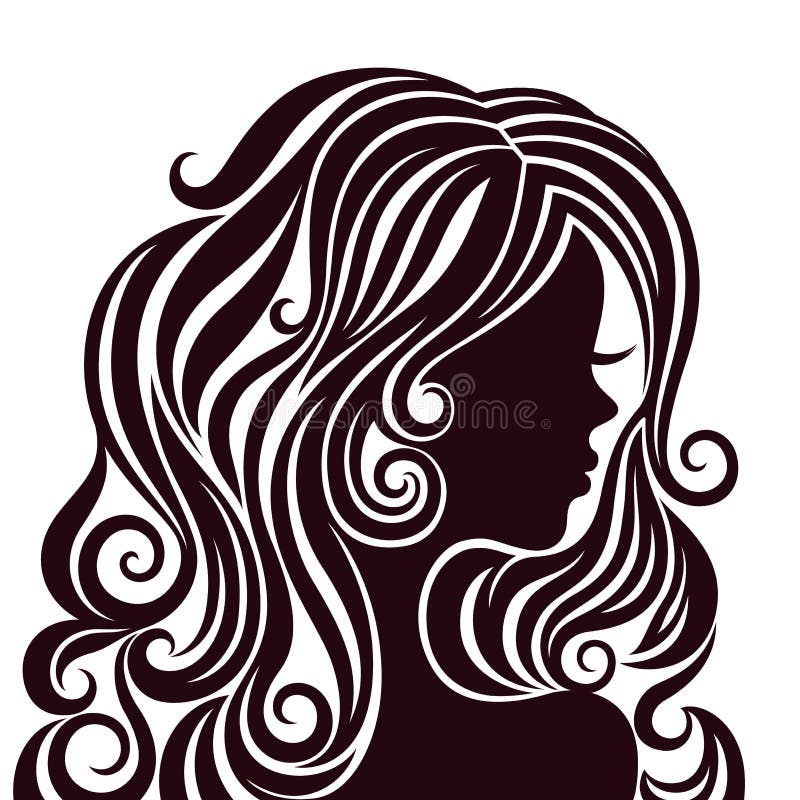 Siluetta di una giovane signora con capelli lussuosi illustrazione di stock Siluetta di una giovane signora con capelli lussuosi illustrazione di stock