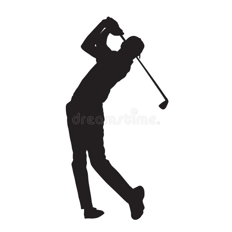 Siluetta isolata di vettore del giocatore di golf illustrazione di stock Siluetta isolata di vettore del giocatore di golf illustrazione di stock