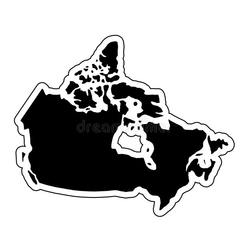 Siluetta nera del paese Canada con la linea di contorno E-F royalty illustrazione gratis Siluetta nera del paese Canada con la linea di contorno E-F royalty illustrazione gratis