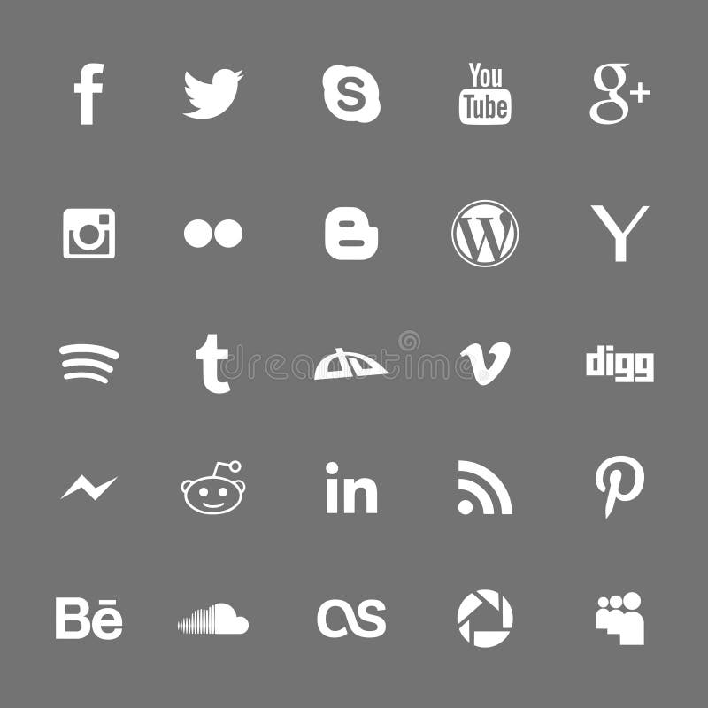 Siluette bianche delle icone della rete sociale royalty illustrazione gratis