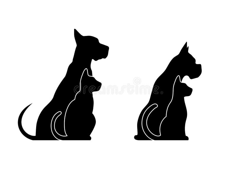 Siluette degli animali domestici, cane del gatto illustrazione vettoriale Siluette degli animali domestici, cane del gatto illustrazione vettoriale