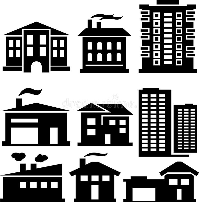 Siluette delle costruzioni illustrazione di stock