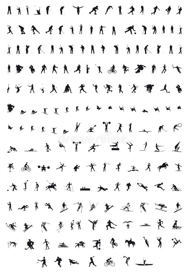 Silhouettes of people doing different kind of sports. Silhouettes of people doing different kind of sports