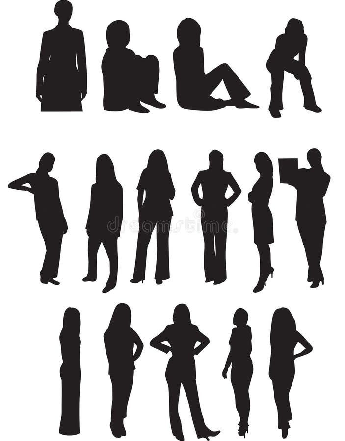 This is a variety of professional business women in Silhouette form. They are all vector based illustrations. This is a variety of professional business women in Silhouette form. They are all vector based illustrations.