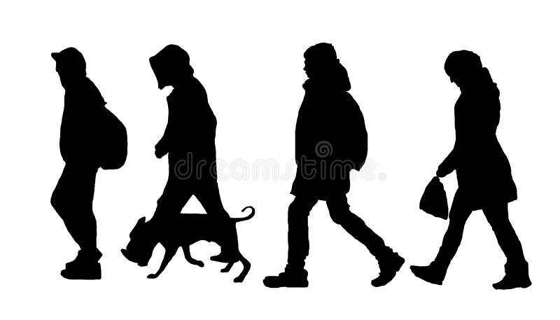 Siluyu-Leute gehen Sie den Hund, Nehmen vektor abbildung Siluyu-Leute gehen Sie den Hund, Nehmen vektor abbildung