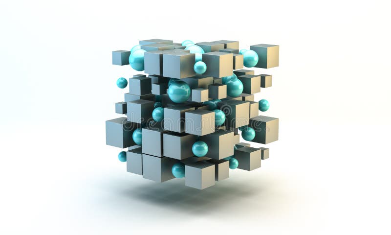 Silver 3D Blocks and spheres