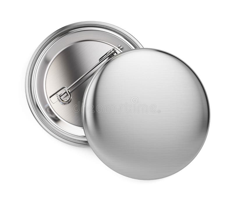 Silver badge pin brooch isolated on white mock-up