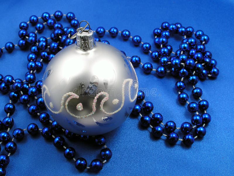Silver ball and blue beads