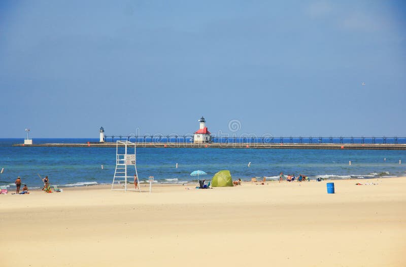 Silver Beach And St. Joseph Lighthouse Editorial Image Image of
