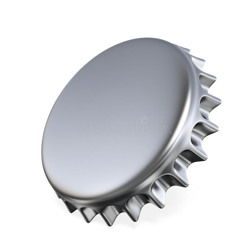 Silver beer cap 3D stock illustration. Illustration of closeup 115100143
