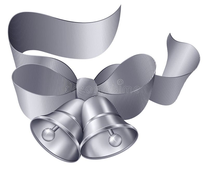 Silver Bells with Bow PNG Transparent Clipart​