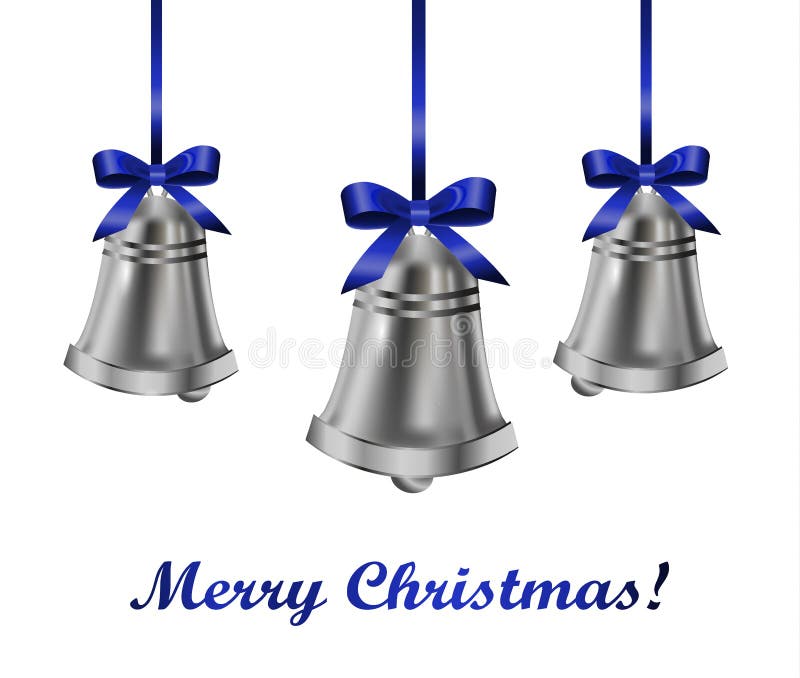 Silver bells with blue bow stock vector. Illustration of ornate - 62800170