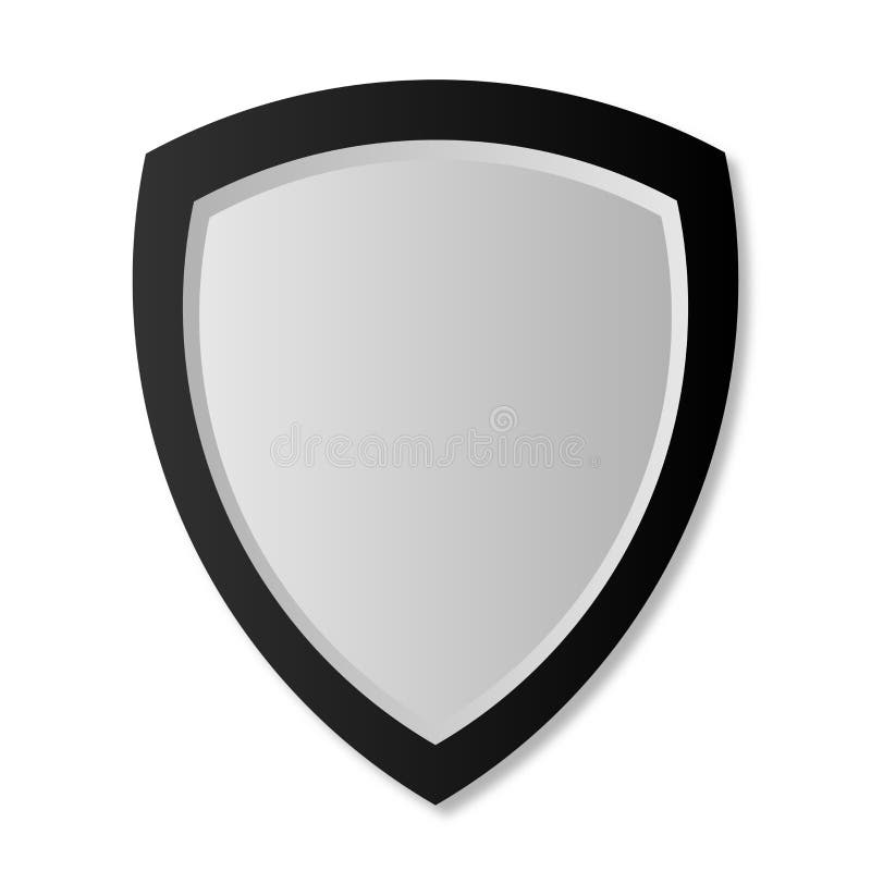 Silver and Black Blank Shield Template, Vector Illustration Stock