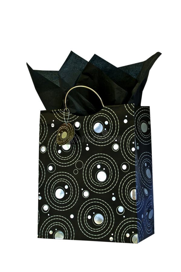 Silver and Black Patterned Gift Bag Stock Image Image of circles
