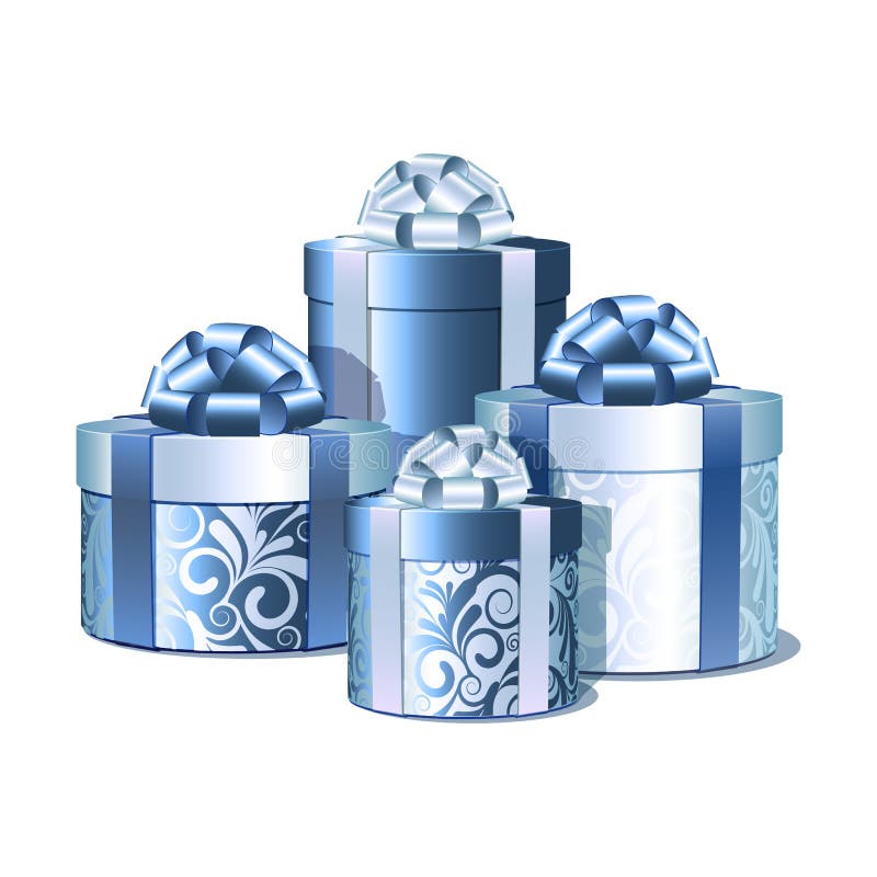 Silver And Blue Gift Boxes. Royalty Free Stock Photography Image