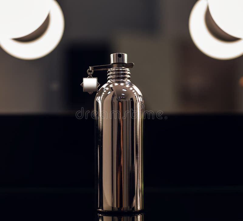 Silver bottle of perfume stock image. Image of glass 83804145