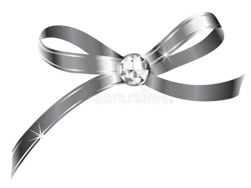 Silver ribbon with a bow Royalty Free Vector Image
