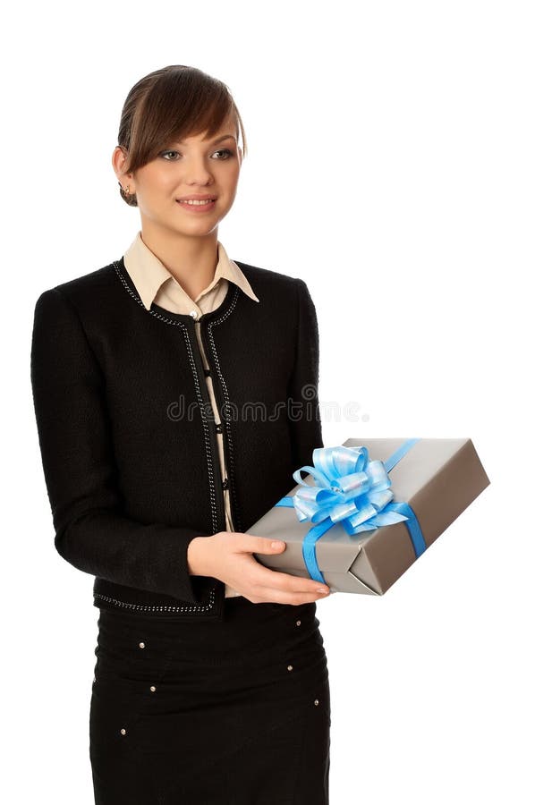 Silver box with blue bow as a gift