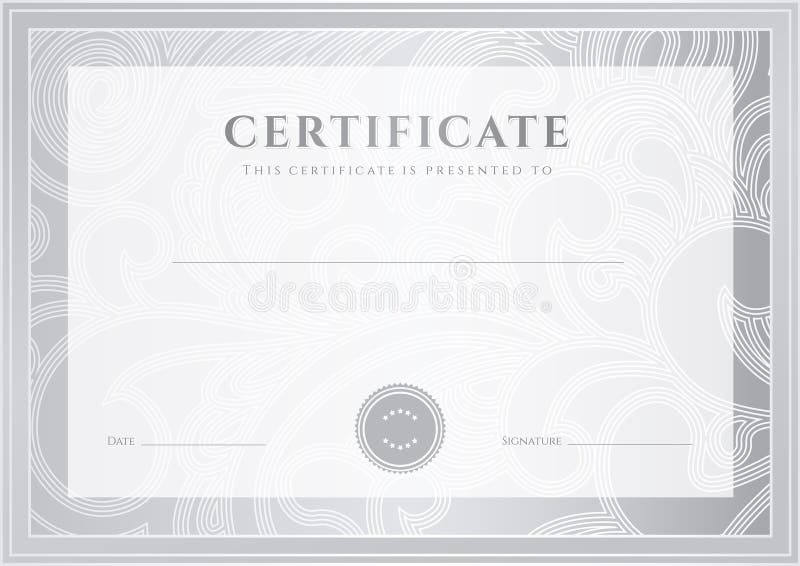Silver Certificate, Diploma template. Award patter vector illustration