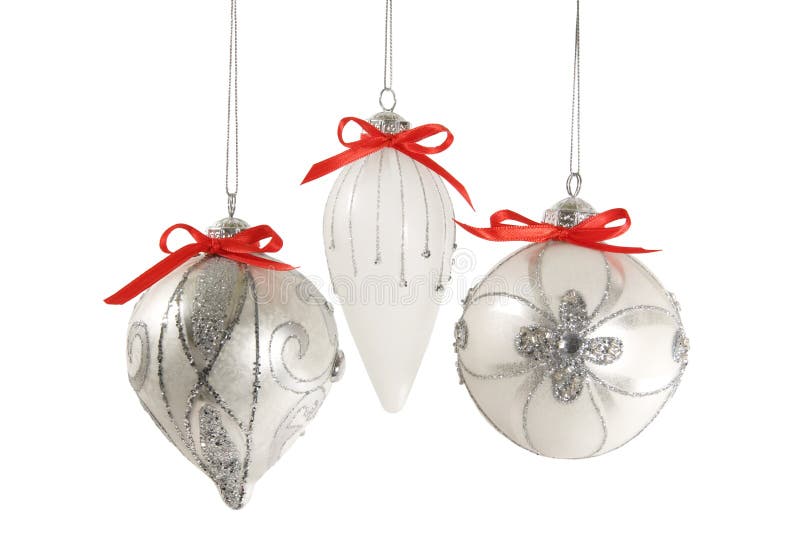 Silver Christmas Ornaments Isolated