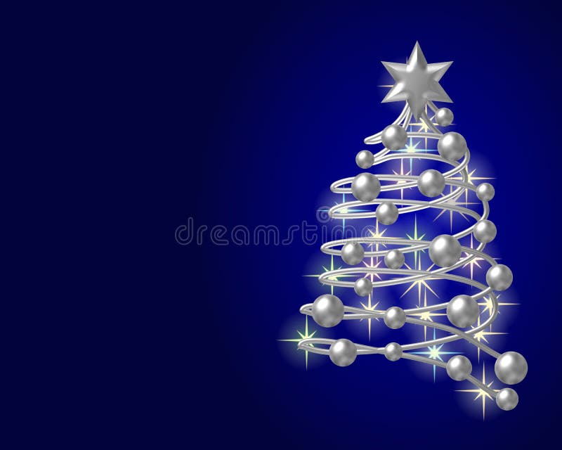Silver Christmas tree stock illustration