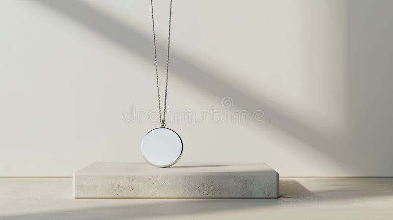 Silver Circle Pendant Necklace With White Background royalty free illustration