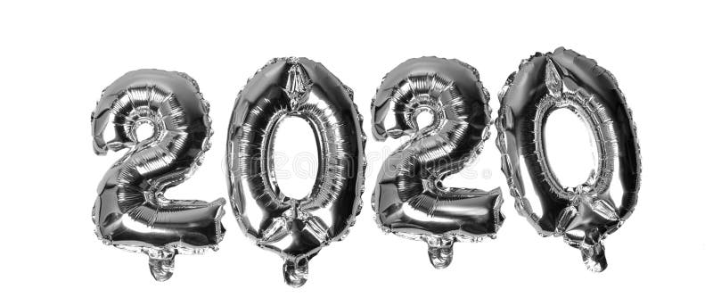Silver colored 2020 Balloons New Year Concept. royalty free stock photos Silver colored 2020 Balloons New Year Concept. royalty free stock photos