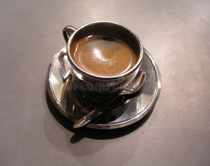 Silver cup of coffee stock image. Image of mocha, flavour 89079