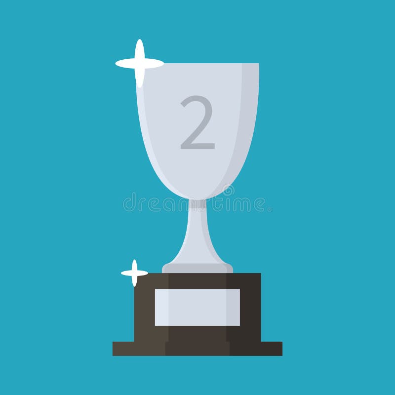 Silver Cup Flat Icon. Trophy. Award. Second Place. Cartoon Style Stock  Vector - Illustration of prize, concept: 113137627