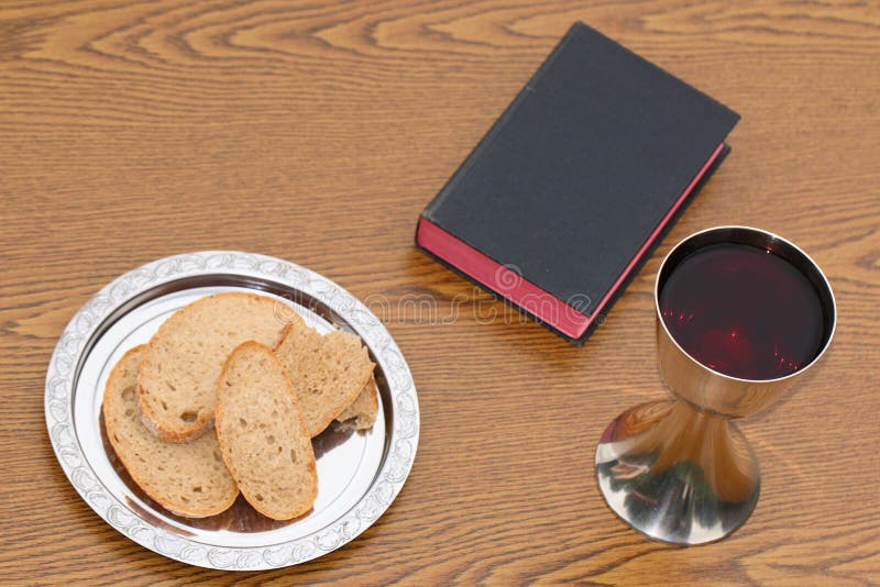 Silver Cup, With Silver Plate And Bread Stock Image Image of bright