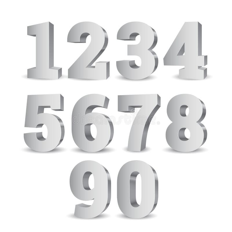 Silver 3d numbers. stock vector. Illustration of luxury 159185438