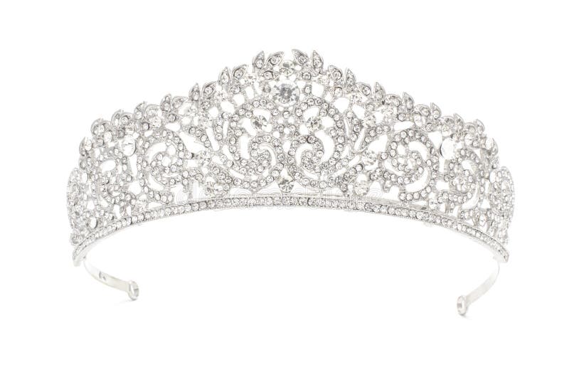 Silver Diadem with Diamonds Isolated on White Stock Image - Image of ...