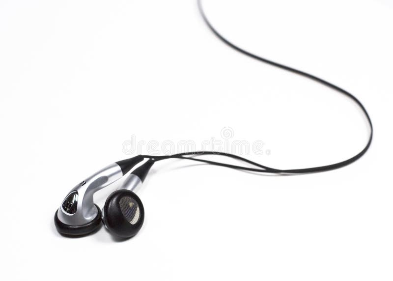 Silver Ear Bud Headphones stock photography Silver Ear Bud Headphones stock photography